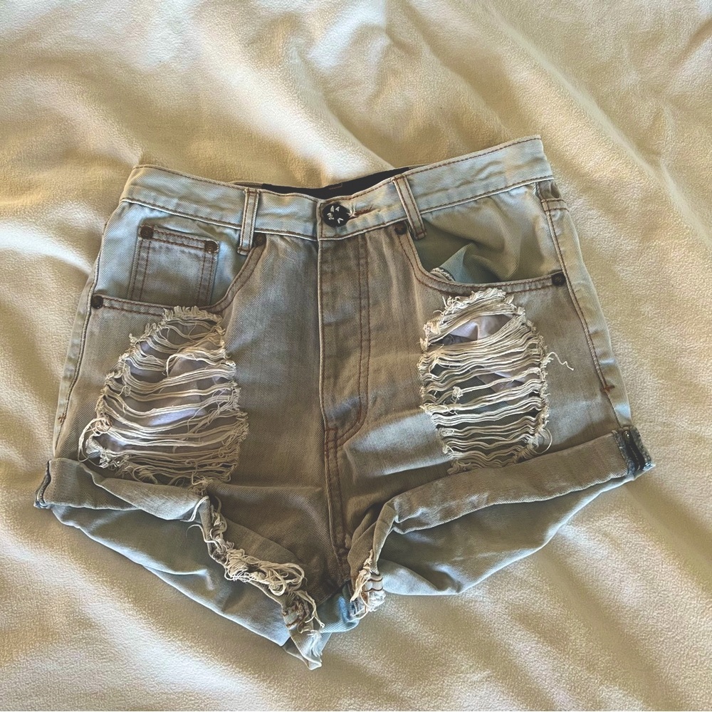 One Teaspoon distressed denim jean shorts